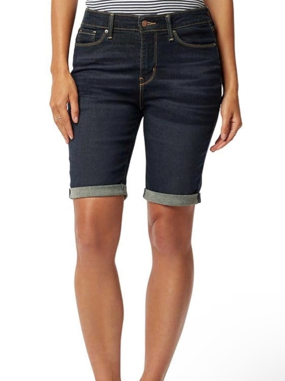 Levi Strauss women’s Dark Indigo Bermuda Shorts-sz 6 w/9”cuff or 11” w/out cuff